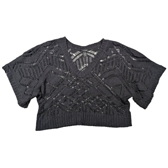 Lane Bryant Sweaters - Lane Bryant Black Crochet Cropped Sweater  Size 14/20